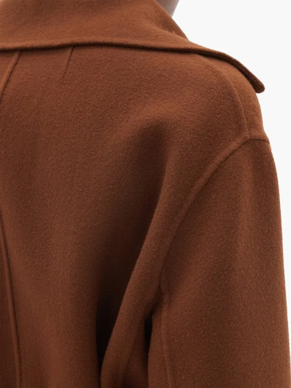 Malika belted double-faced wool-blend coat