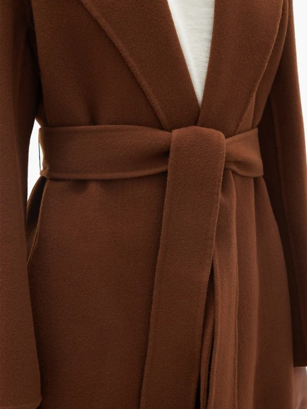 Malika belted double-faced wool-blend coat