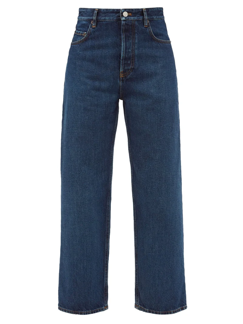 Cropped bow-leg jeans