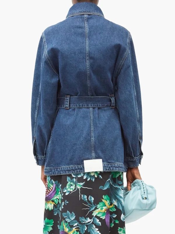 Belted denim safari jacket