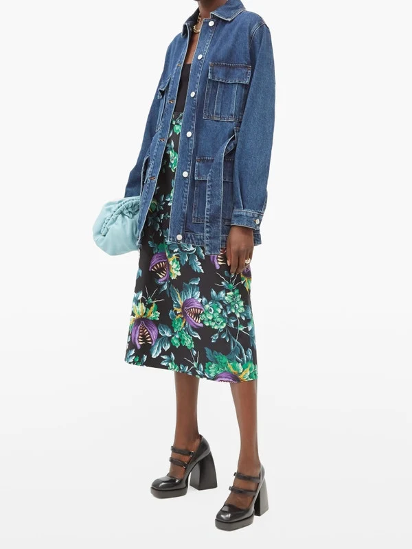 Belted denim safari jacket