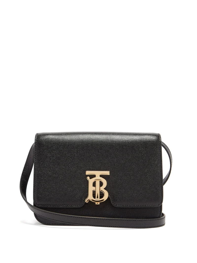 TB monogram grained-leather cross-body bag