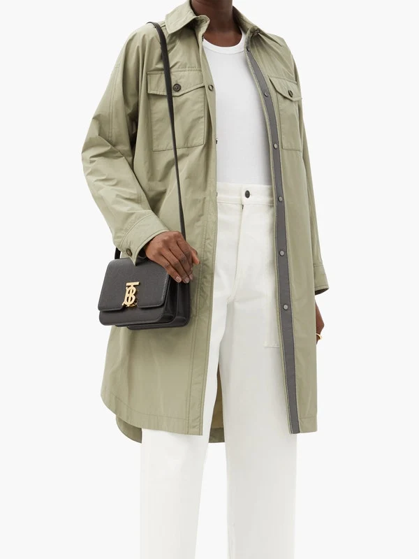 TB monogram grained-leather cross-body bag