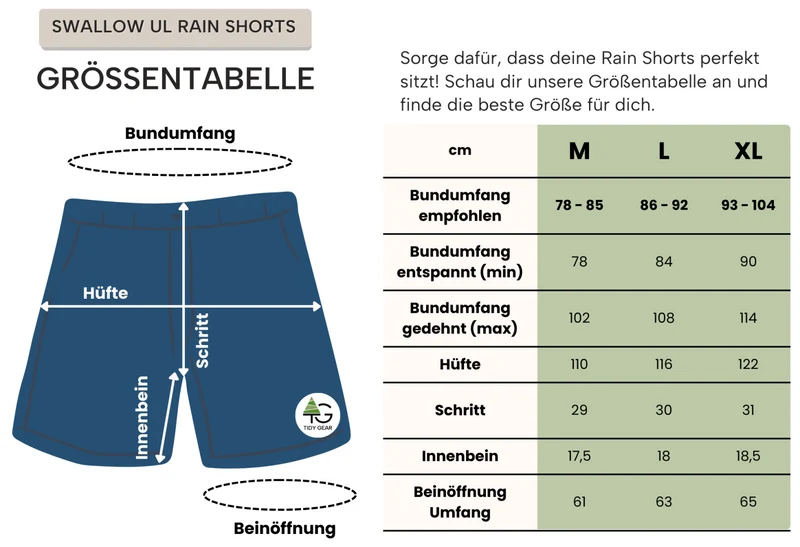 Tidy Gear Swallow UL Rain Shorts