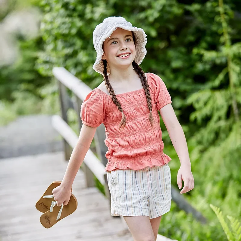 KIDS-Hut, Leinenmischung Fransenkrempe, gewaschen