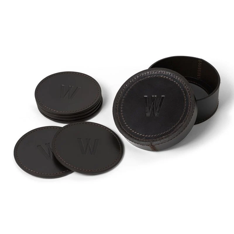 Waidmanns Leder Untersetzer – 6er-Set Dunkelbraun
