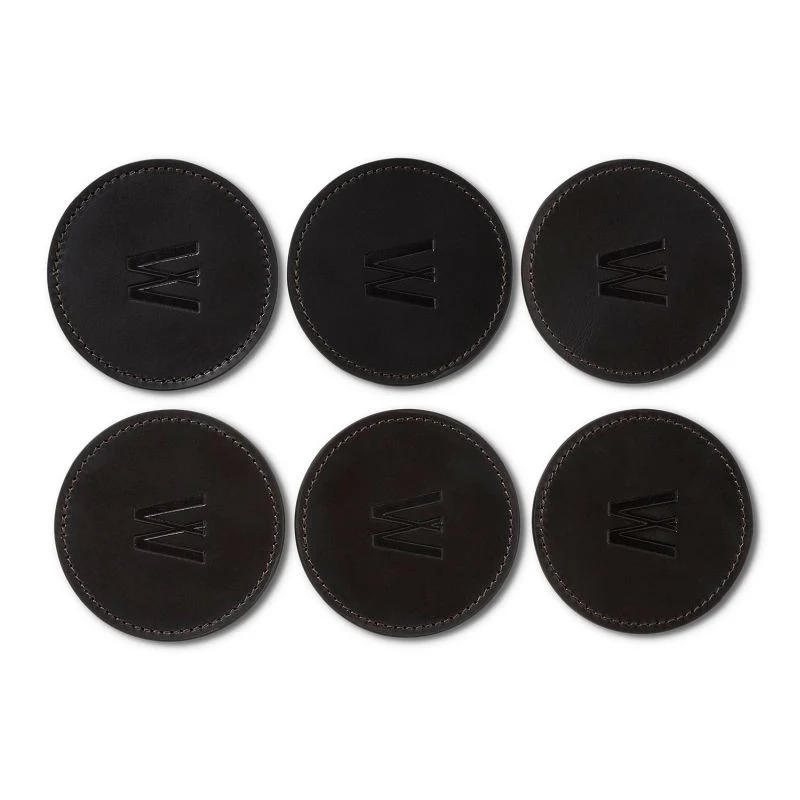Waidmanns Leder Untersetzer – 6er-Set Dunkelbraun