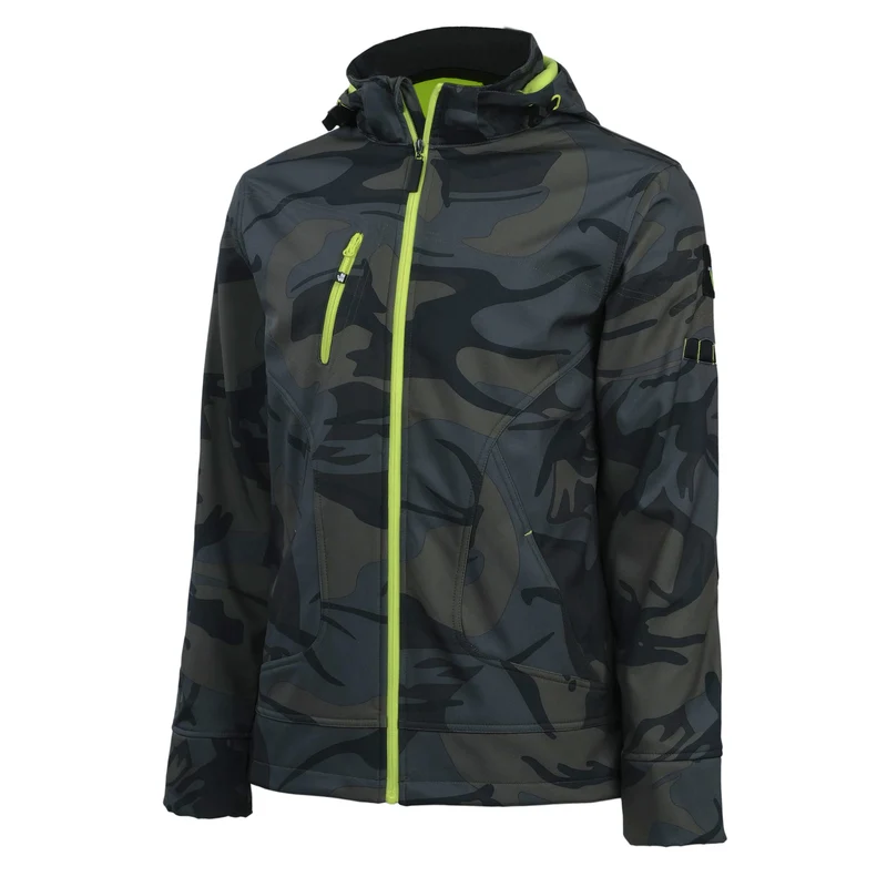 BOREL - BLOUSON DE TRAVAIL EN SOFTSHELL - 1511 | Woodland / Jaune fluo