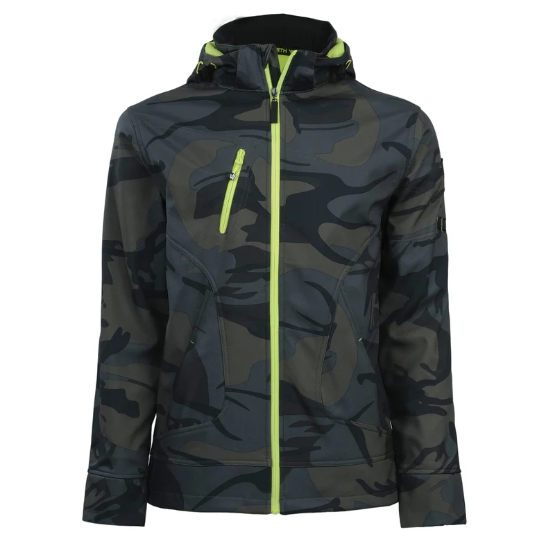 BOREL - BLOUSON DE TRAVAIL EN SOFTSHELL - 1511 | Woodland / Jaune fluo