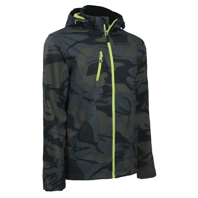 BOREL - BLOUSON DE TRAVAIL EN SOFTSHELL - 1511 | Woodland / Jaune fluo