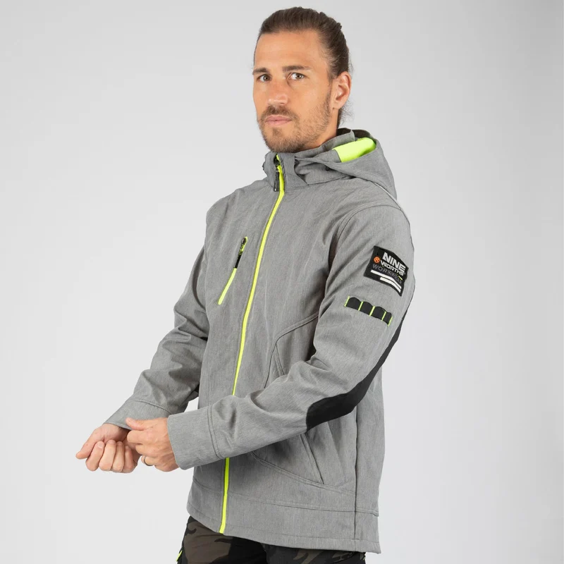 BOREL - BLOUSON DE TRAVAIL EN SOFTSHELL - 1511 | Gris chiné / Jaune fluo