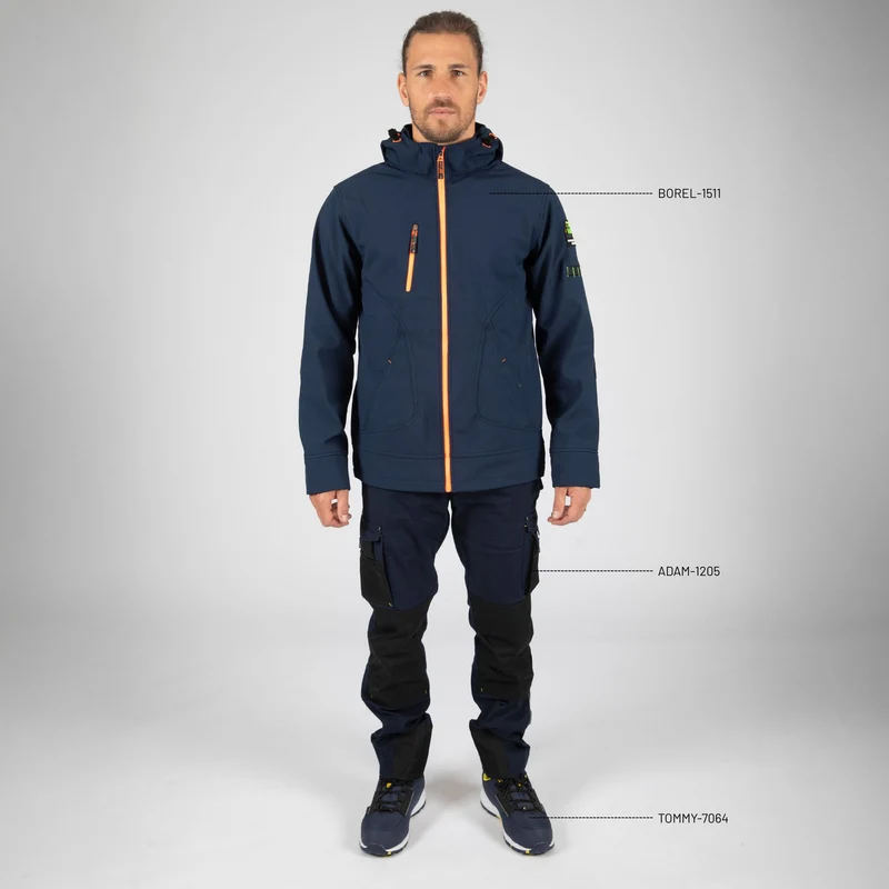 BOREL - BLOUSON DE TRAVAIL EN SOFTSHELL - 1511 | Marine / Orange fluo