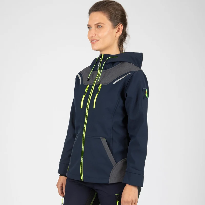 FLORENCE - ACHAT BLOUSON DE TRAVAIL EN SOFTSHELL - 1502 | Marine / Jaune fluo