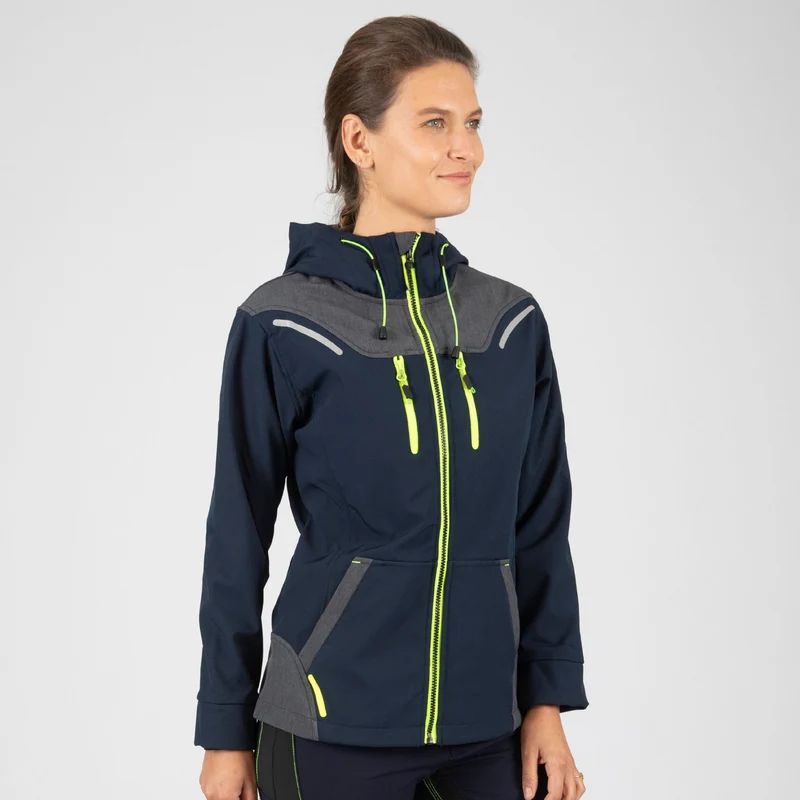 FLORENCE - ACHAT BLOUSON DE TRAVAIL EN SOFTSHELL - 1502 | Marine / Jaune fluo