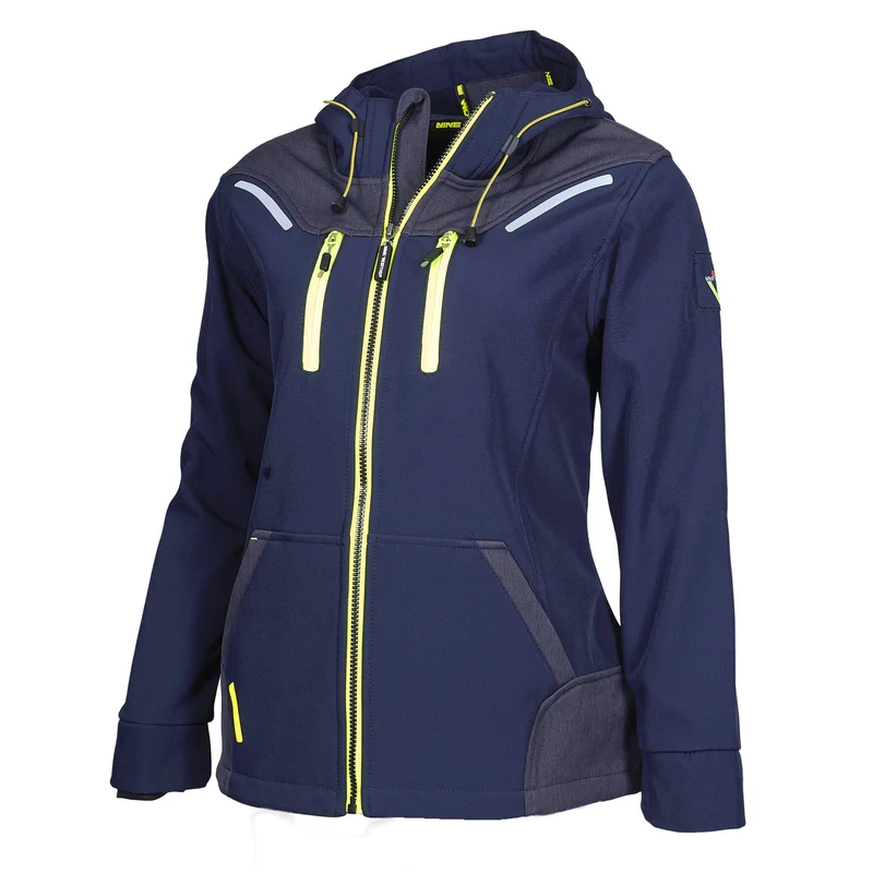FLORENCE - ACHAT BLOUSON DE TRAVAIL EN SOFTSHELL - 1502 | Marine / Jaune fluo