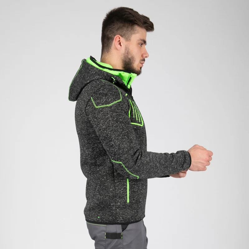 LYNX - GILET DE TRAVAIL - 1398 | Noir chiné / Vert fluo