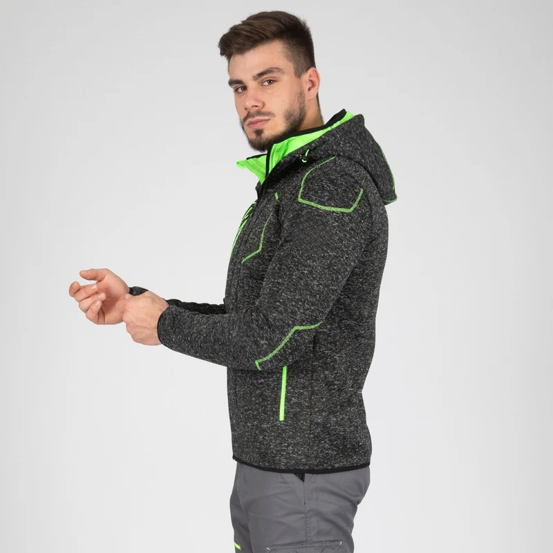 LYNX - GILET DE TRAVAIL - 1398 | Noir chiné / Vert fluo