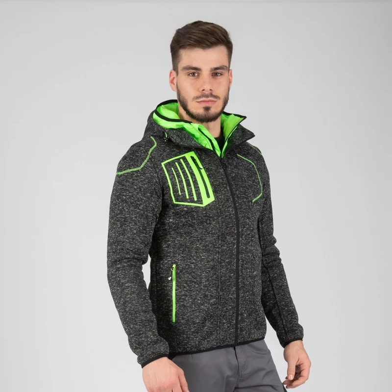 LYNX - GILET DE TRAVAIL - 1398 | Noir chiné / Vert fluo