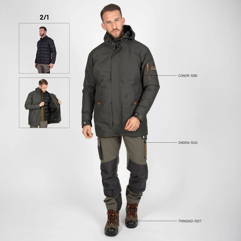 CONOR - PARKA DE TRAVAIL - 1085 | Kaki / Noir