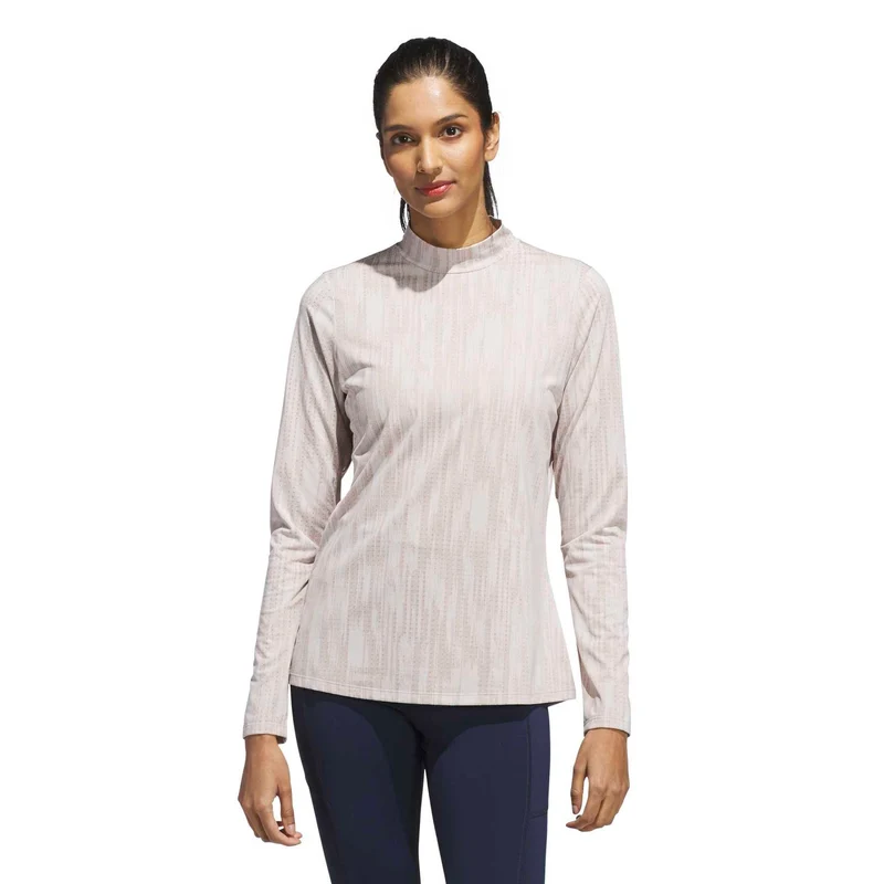 adidas Ultimate365 Jacquard Longsleeve Mock Shirt Damen XS beige/rosa XS beige/rosa
