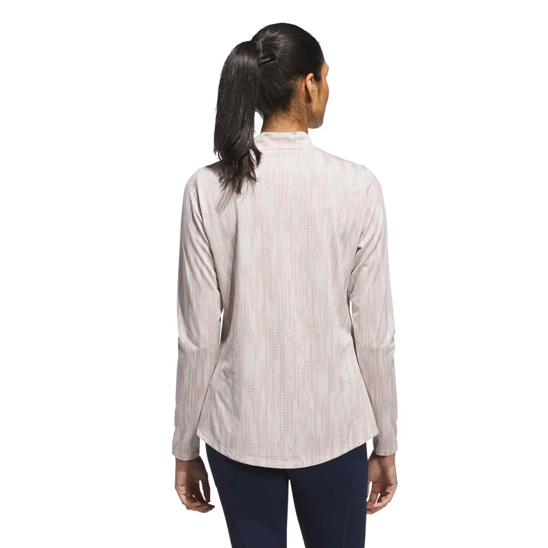 adidas Ultimate365 Jacquard Longsleeve Mock Shirt Damen XS beige/rosa XS beige/rosa