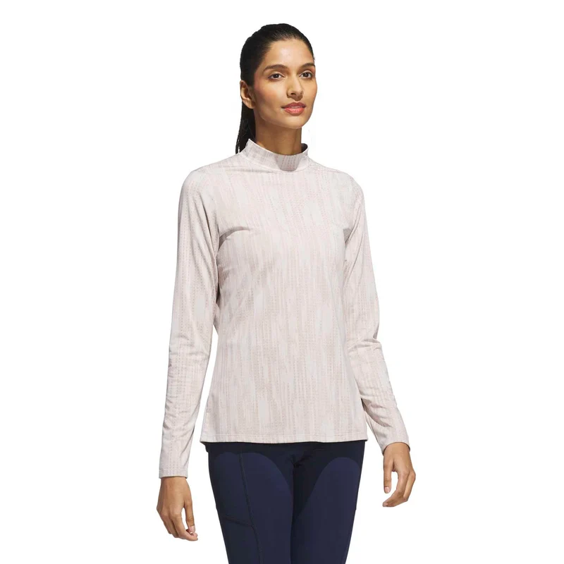 adidas Ultimate365 Jacquard Longsleeve Mock Shirt Damen XS beige/rosa XS beige/rosa