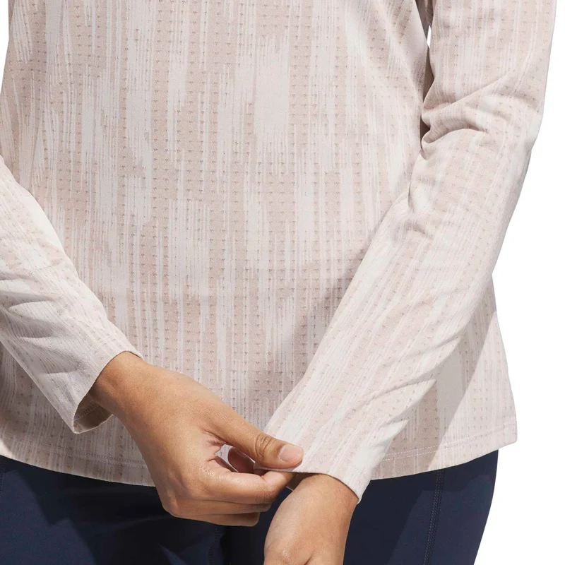 adidas Ultimate365 Jacquard Longsleeve Mock Shirt Damen XS beige/rosa XS beige/rosa