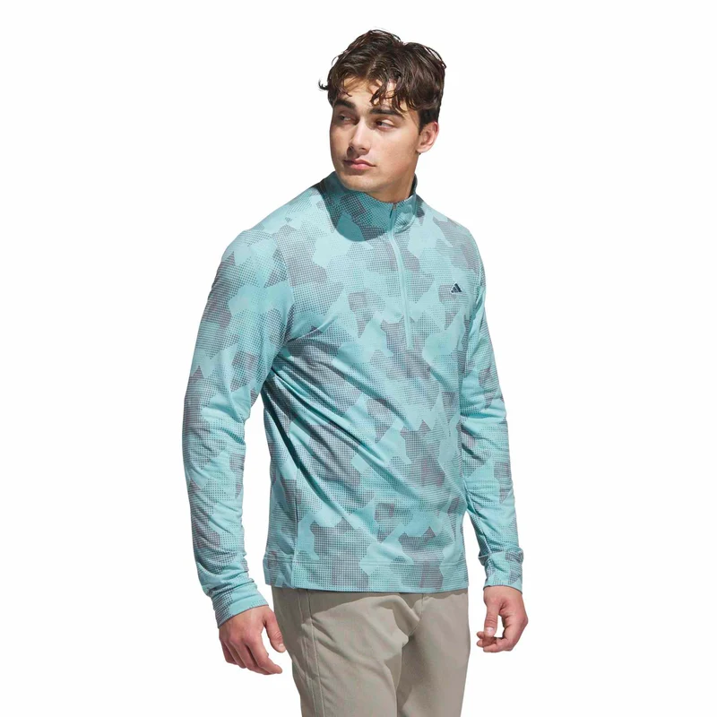 adidas Go-To Print 1/4-Zip Sweatshirt Herren S mintgrün S mintgrün S mintgrün