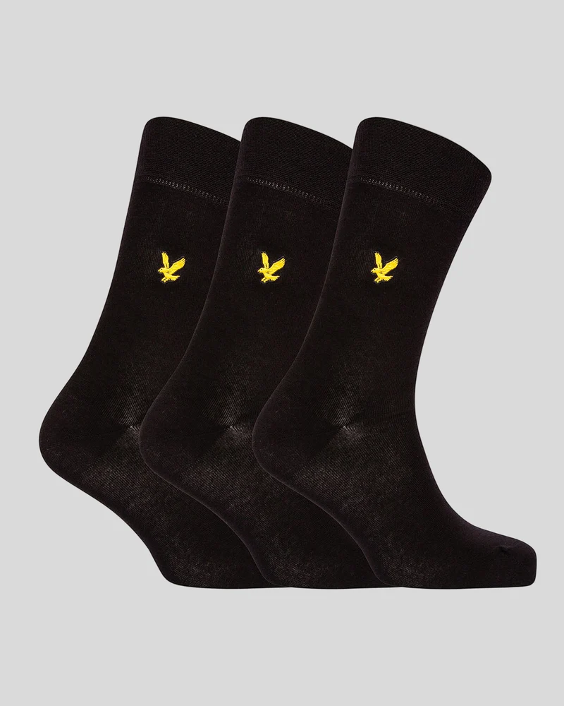 3 Pack Basic Socks With Eagle Embroidery
