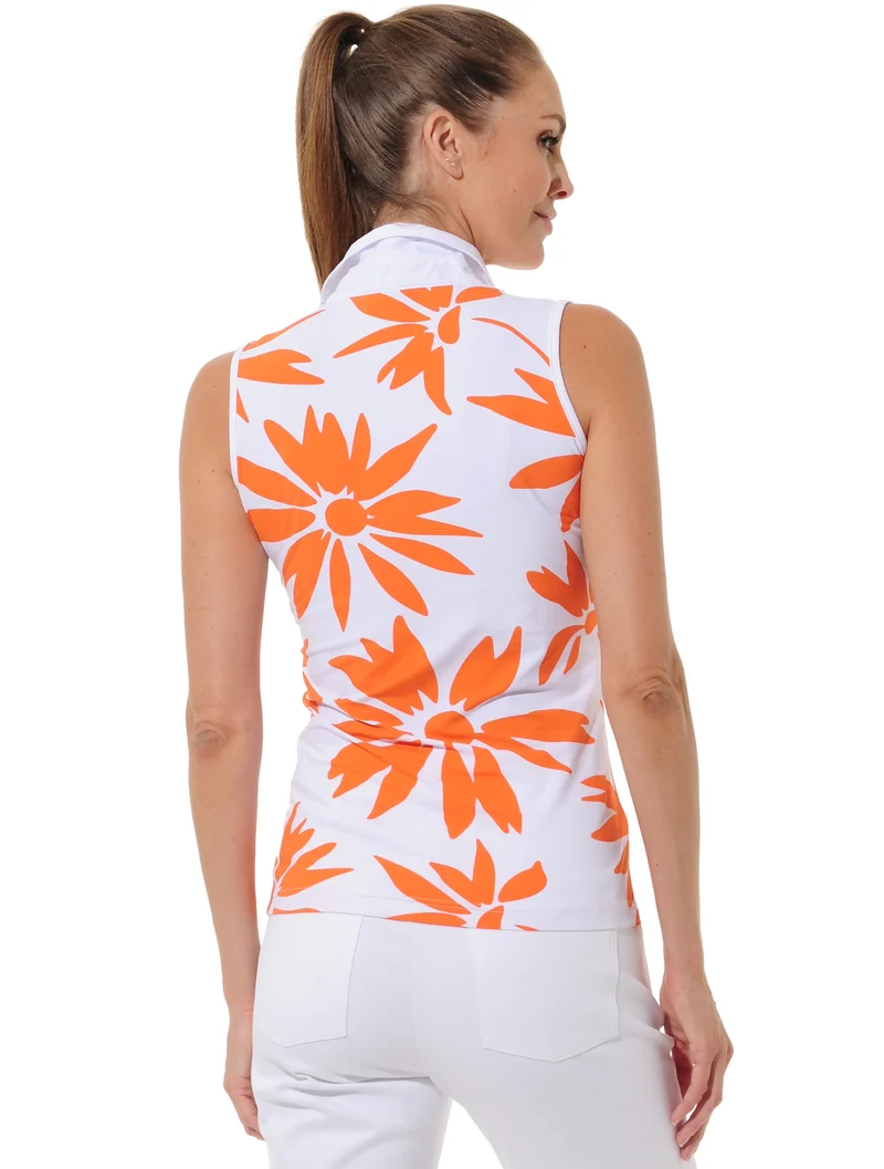 MDC Daisies Print Sleeveless Golf Poloshirt Damen
