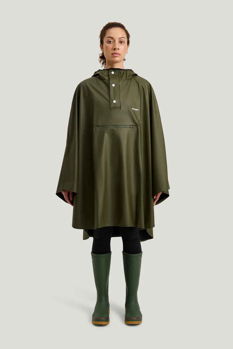 Tretorn Light Rain Poncho donkergroen | Opvouwbare regenponcho