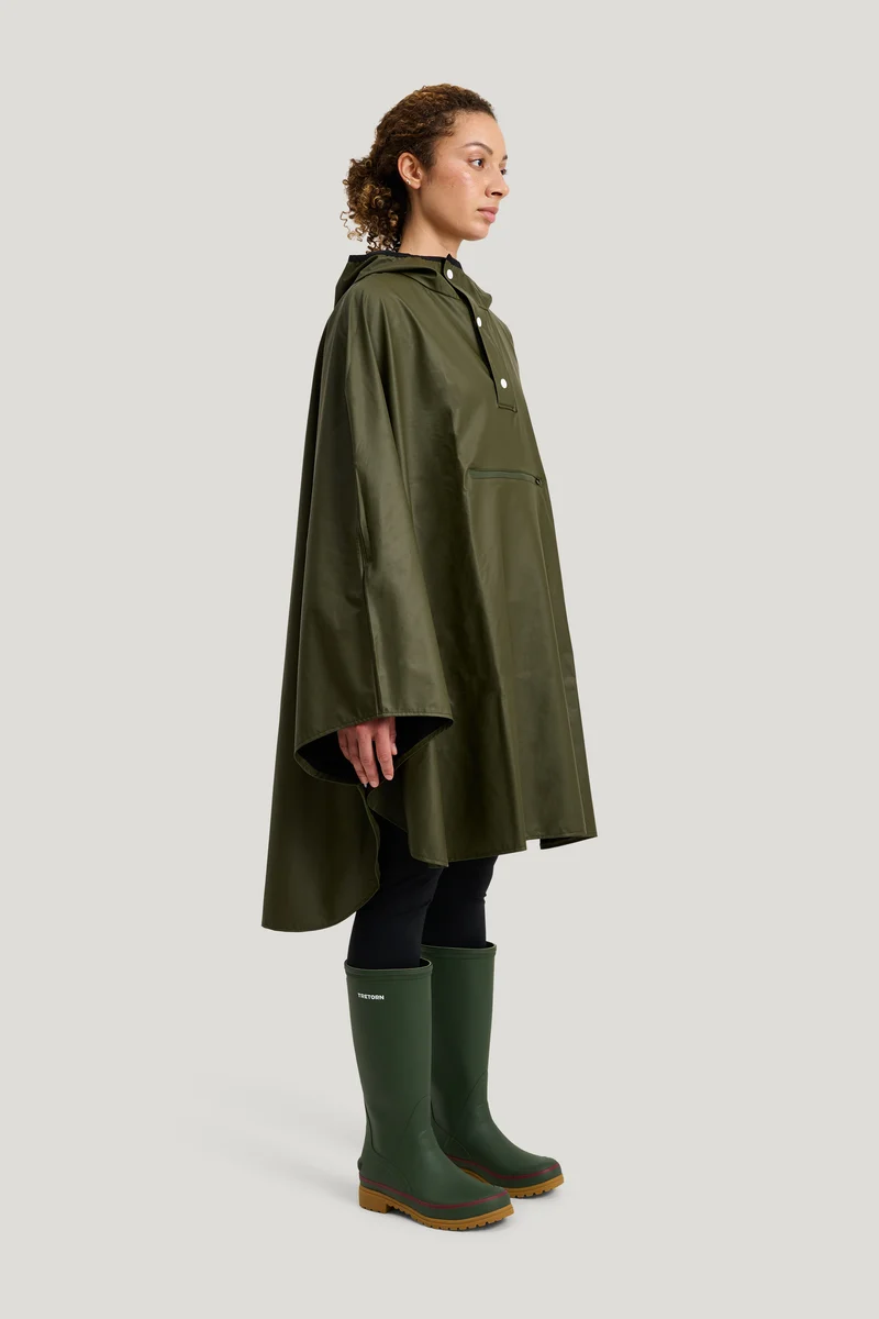 Tretorn Light Rain Poncho donkergroen | Opvouwbare regenponcho