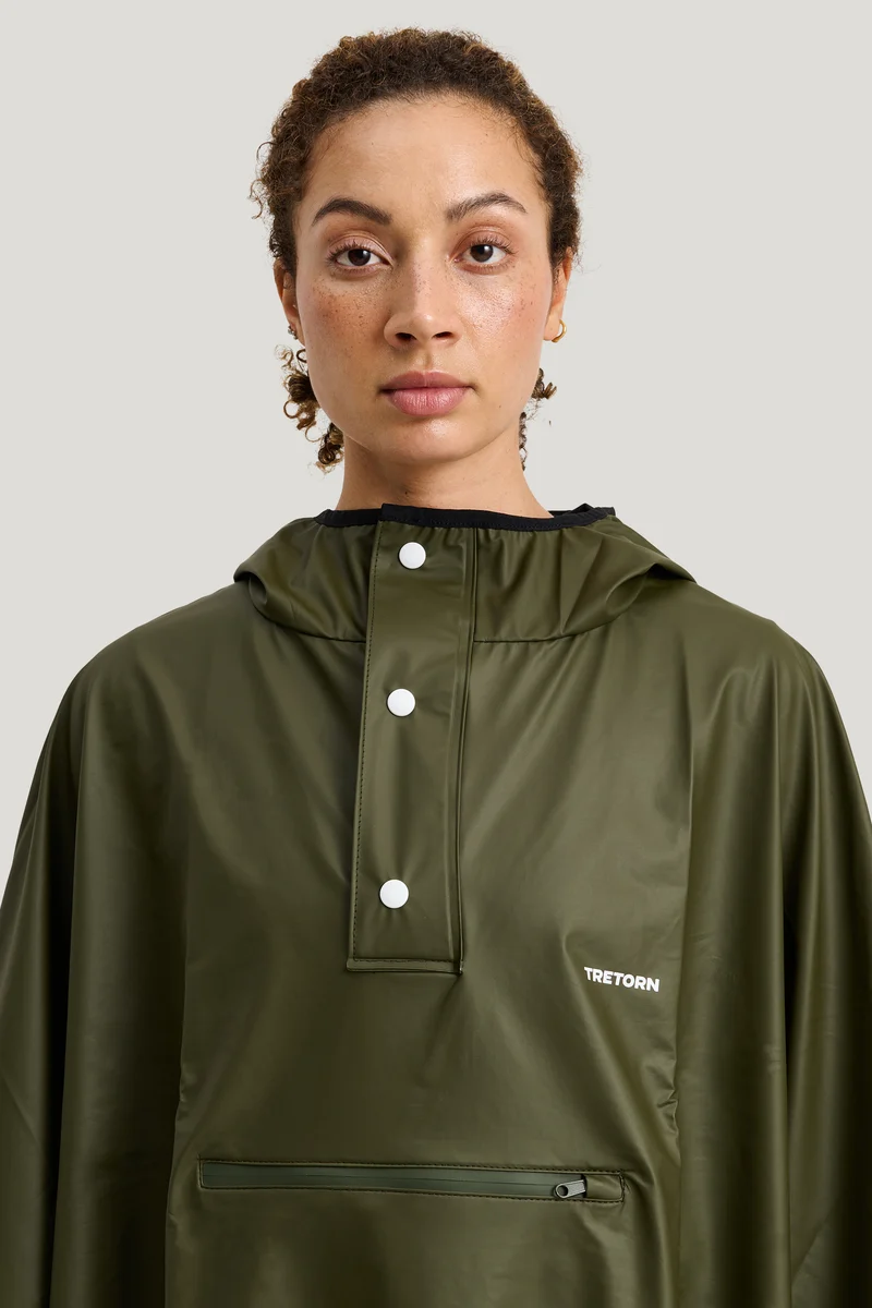 Tretorn Light Rain Poncho donkergroen | Opvouwbare regenponcho