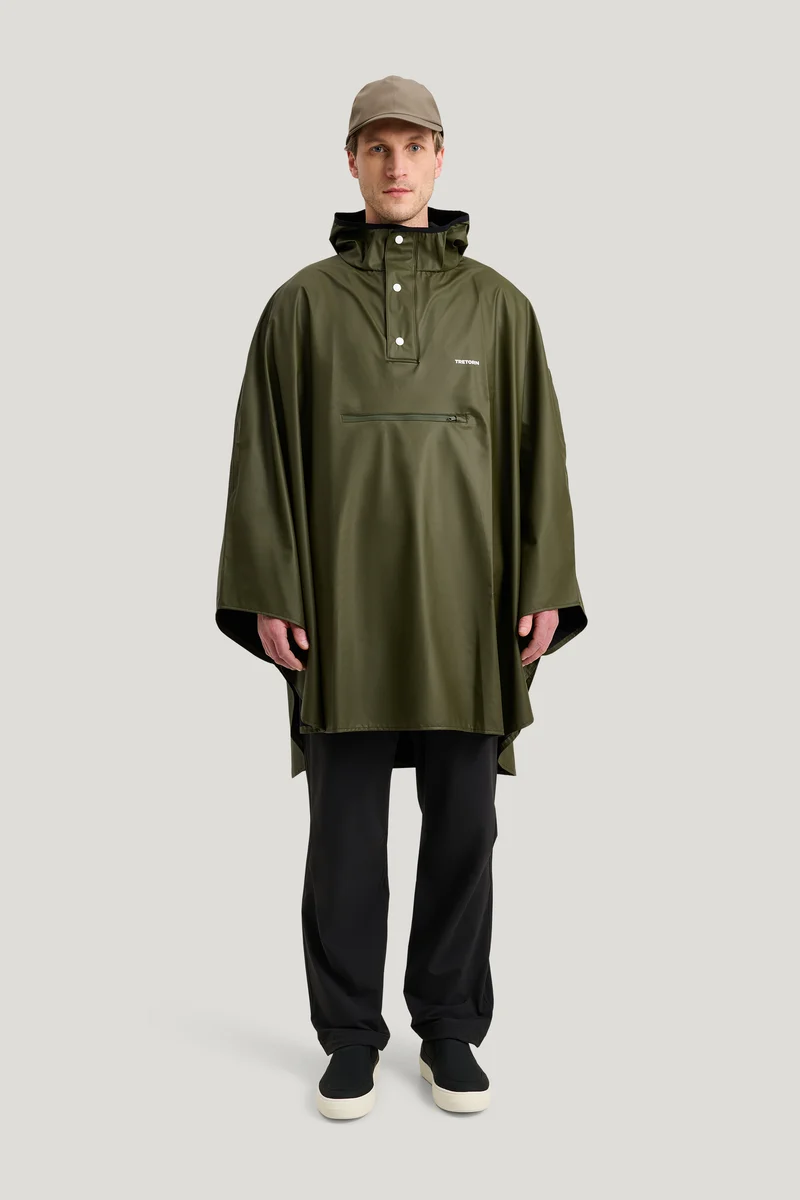 Tretorn Light Rain Poncho donkergroen | Opvouwbare regenponcho