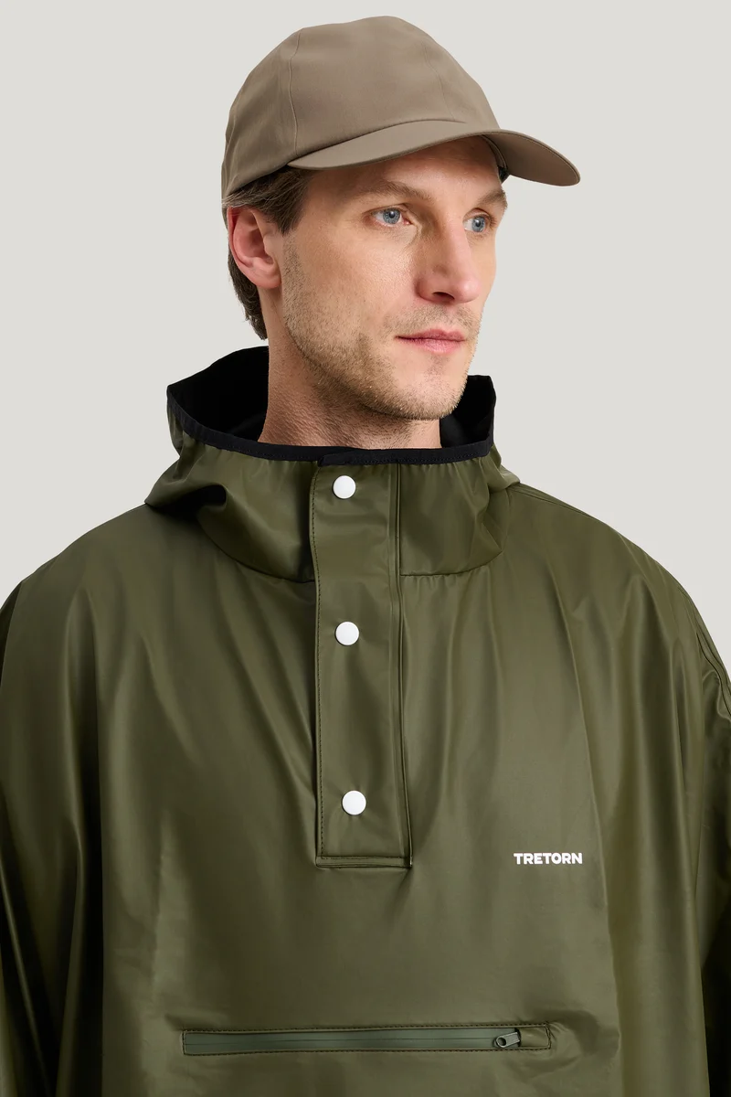 Tretorn Light Rain Poncho donkergroen | Opvouwbare regenponcho