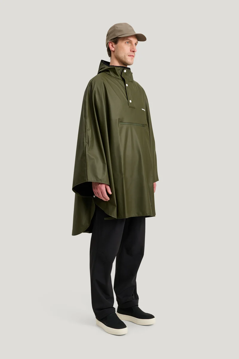 Tretorn Light Rain Poncho donkergroen | Opvouwbare regenponcho