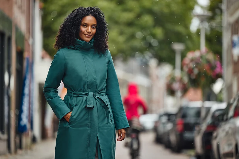 Happy Rainy Days Extra Lange Regenjas Gewatteerd Toronto Teal