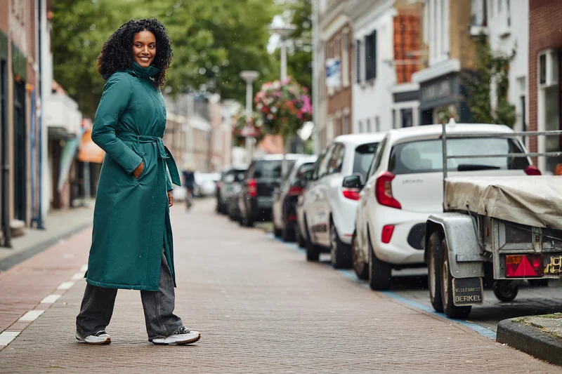Happy Rainy Days Extra Lange Regenjas Gewatteerd Toronto Teal