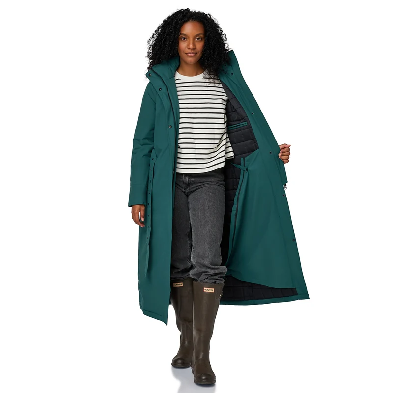 Happy Rainy Days Extra Lange Regenjas Gewatteerd Toronto Teal