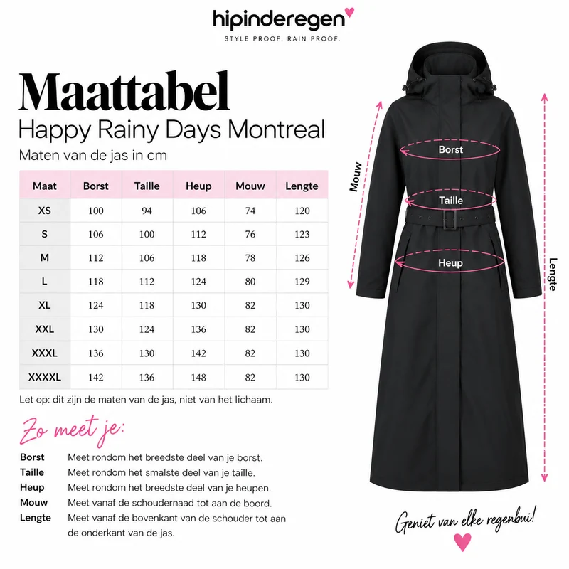 Happy Rainy Days Extra Lange Regenjas Montreal Rood