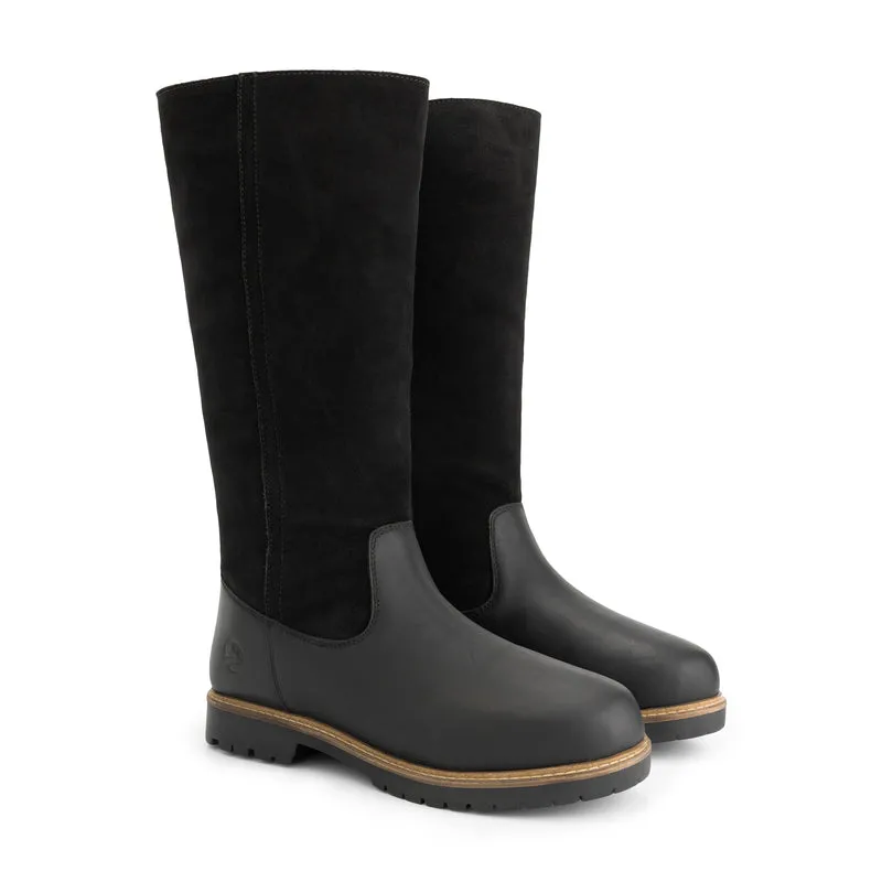 Mossoya Damen – Outdoor-Stiefel – Mit Wolle gefüttert – Schwarz