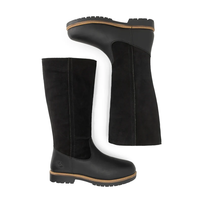 Mossoya Damen – Outdoor-Stiefel – Mit Wolle gefüttert – Schwarz
