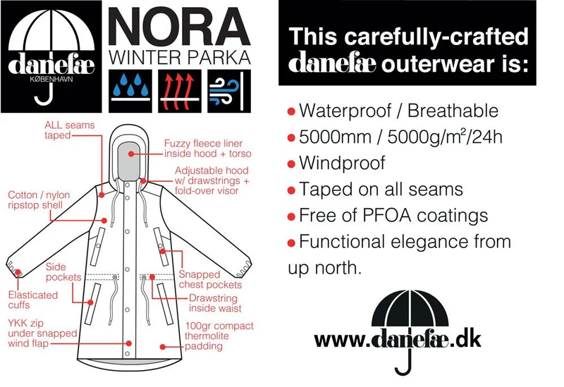 Danefae Winter Regenparka Dames Danenora Dark Slate