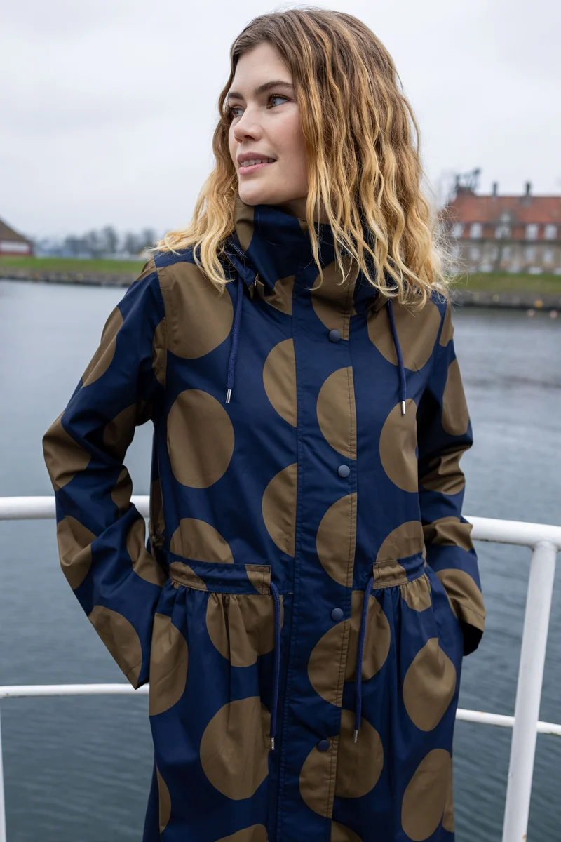 Danefae DaneThunder Regenjas Dames Dark Navy/ Olive Megadots