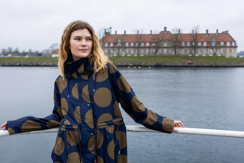 Danefae DaneThunder Regenjas Dames Dark Navy/ Olive Megadots