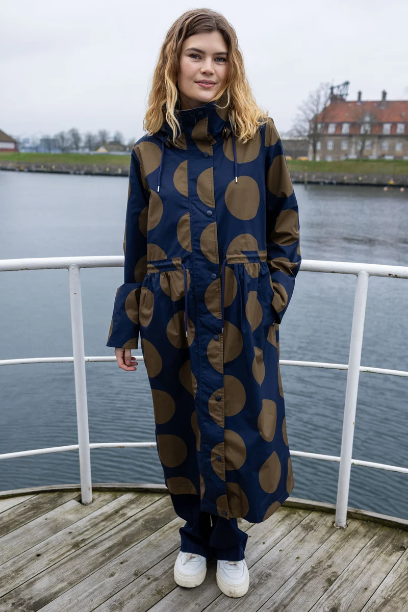Danefae DaneThunder Regenjas Dames Dark Navy/ Olive Megadots
