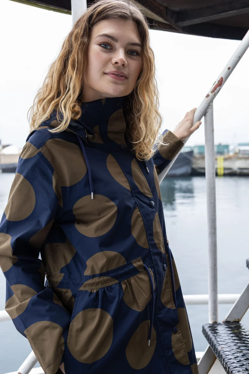 Danefae DaneThunder Regenjas Dames Dark Navy/ Olive Megadots