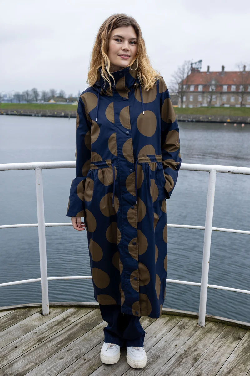 Danefae DaneThunder Regenjas Dames Dark Navy/ Olive Megadots