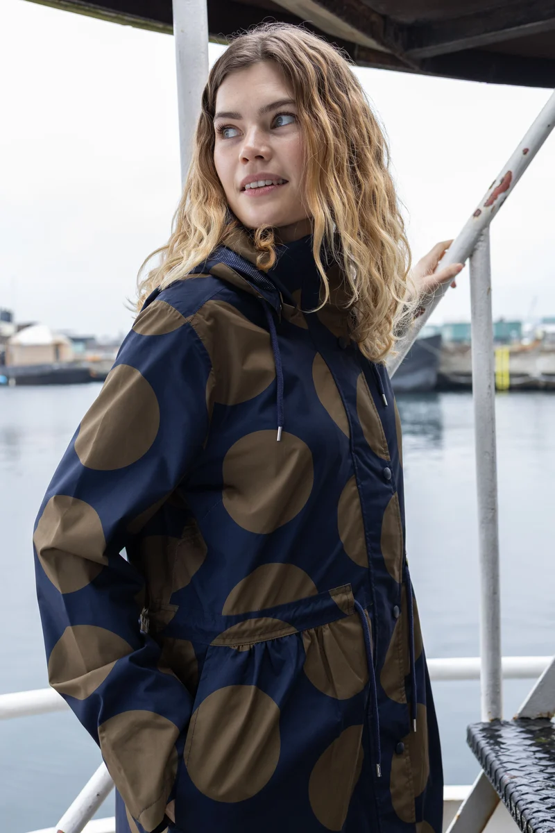 Danefae DaneThunder Regenjas Dames Dark Navy/ Olive Megadots