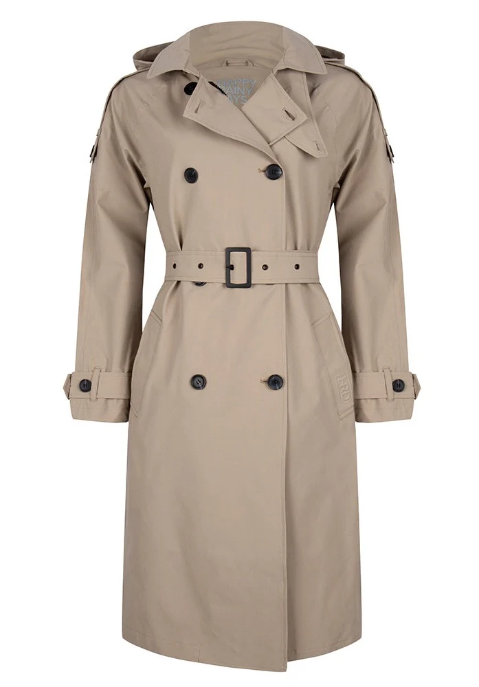 Happy Rainy Days Trenchcoat Lang Rits Dames Brooklyn Beige *Laatste maat XL*